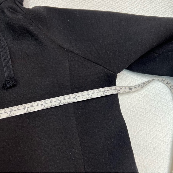 GAP Hooded Black Fleece Zip Front Thigh Length Coat Size S - Picture 12 of 12